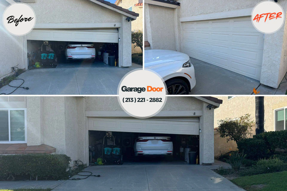Before and after: garage door repair Swarthmore, PA